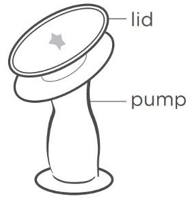 Diagrama del extractor de leche de silicona destacando la tapa y el extractor